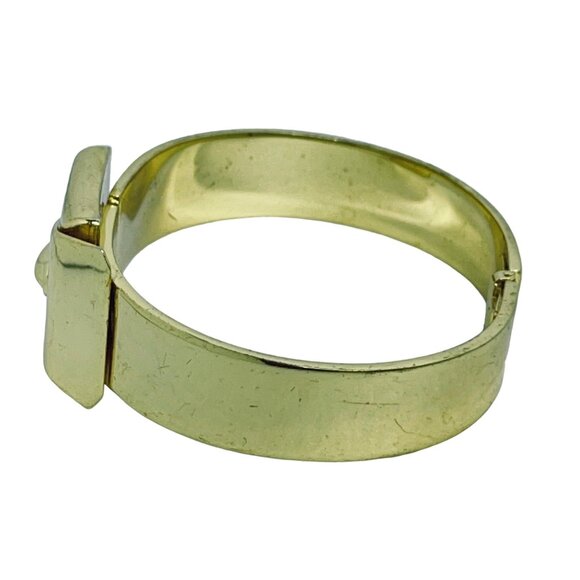 Vintage Whiting And Davis Gold Tone Belt With Buckle Hinged Bracelet (5489) - Picture 4 of 5